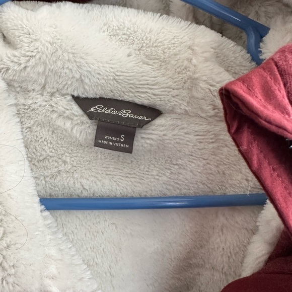 Eddie Bauer Jacket Women’s Size S Redish Sherpa Faux Fur Lined Hooded Full Zip - Picture 2 of 7
